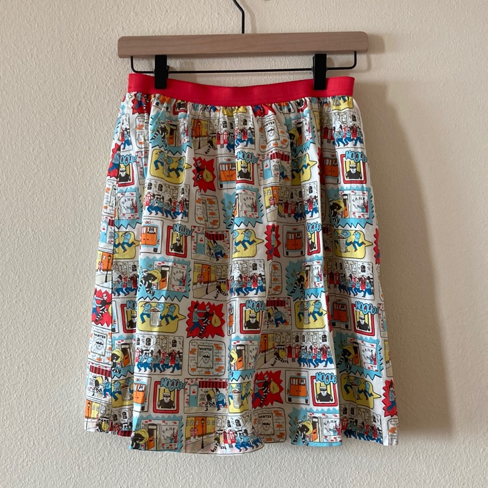 Cath Kidston cops & robbers comic book skirt small